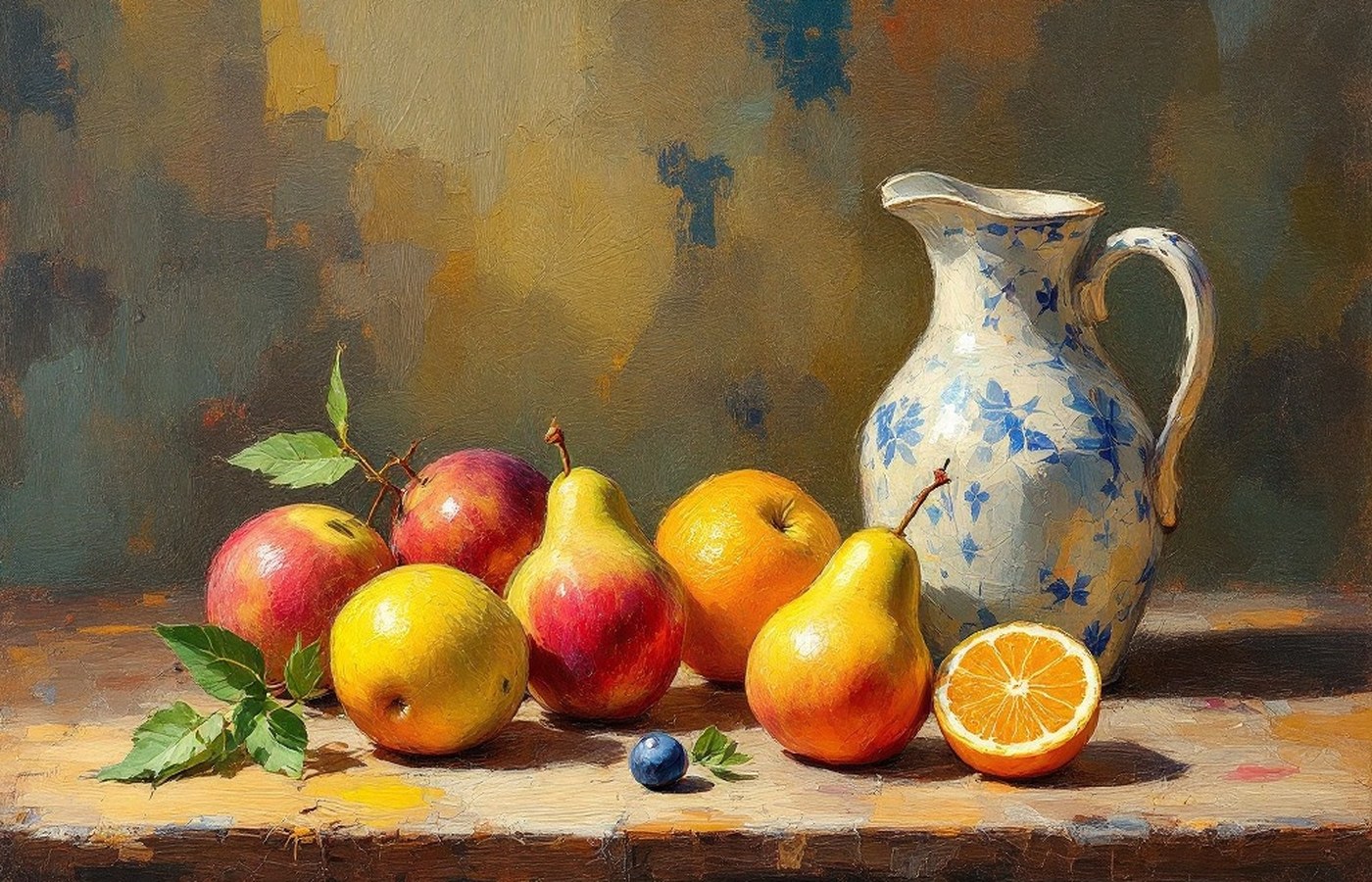 Fruit and Jug on a Table, in the manner of Paul Cézanne