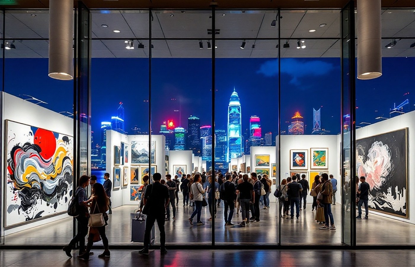 Contemporary Asian art above Victoria Harbour